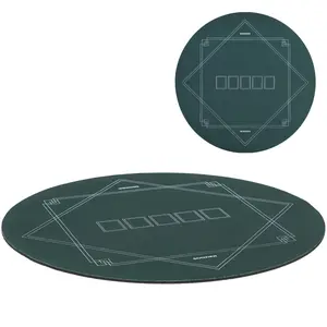 Soozier 24 inch Round Poker Mat with Smooth Surface Carrying Bag, Water-Resistant Texas Hold'em Rubber Poker Table Top, Non-Slip Portable Poker Table Mat, Dark Green