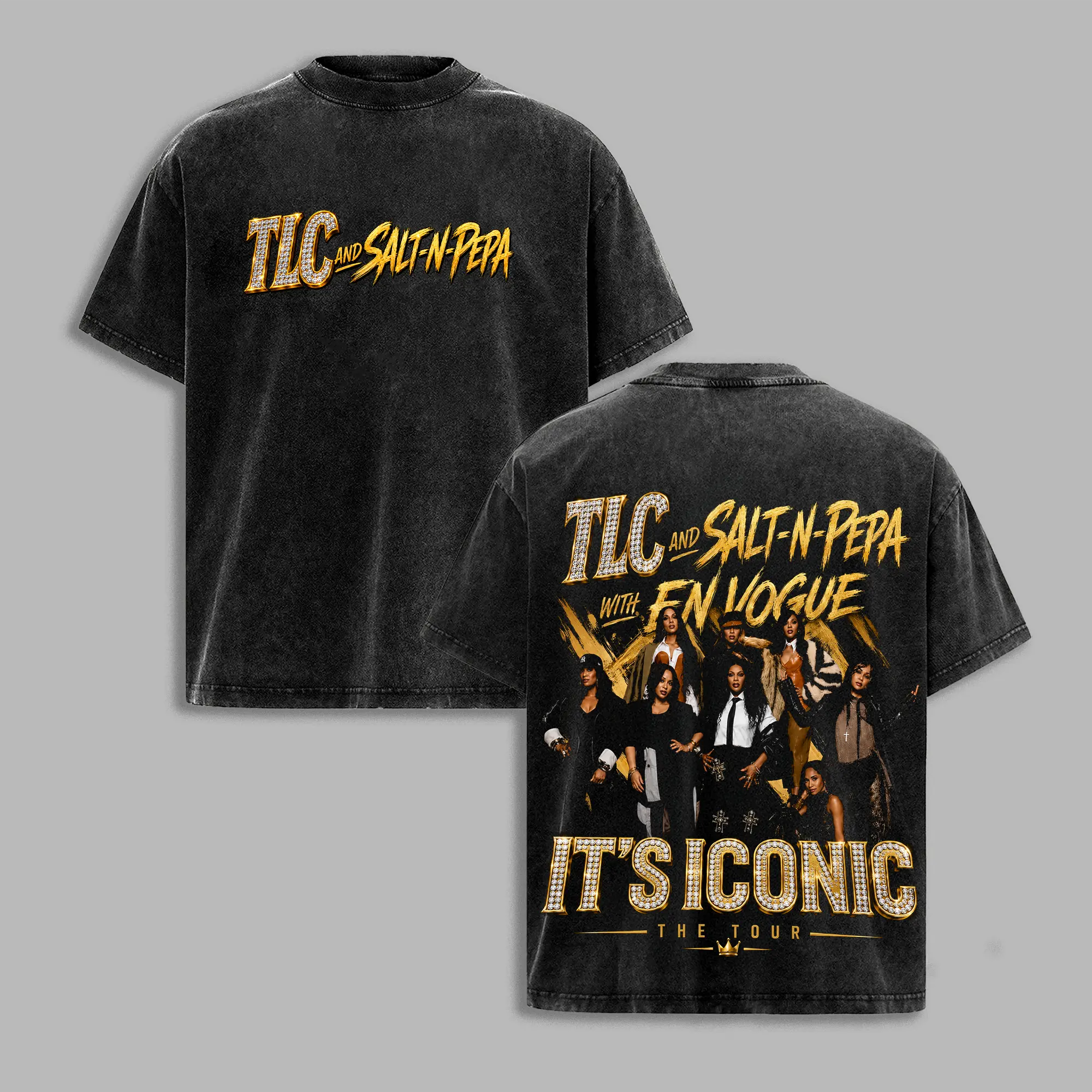 TLC Salt-N-Pepa En Vogue Inspired Vintage Wash T-Shirt, Iconic Women’s Hip Hop Music Graphic Tee, Retro Concert Style Streetwear, 90s R&B Hip Hop Concert Tee, Retro Music Fan Gift, Unisex Graphic Shirt, SaltNPepa, EnVogue, ItsIconicTour, RnB, HipHop