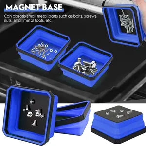 Foldable Magnetic Parts Tray Set, 3 Sizes Magnetic Tool Trays, Magnetic Wrench Organizer, Suitable for Bolts Nuts Small Metal Parts, Men's Mechanical Tools Gift