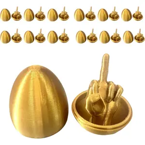 Middle Finger Easter Egg Gag Gift for Adults - Hilarious Pop-Up Pranks Egg with Hidden Surprise Finger, Safe & Reusable Easter Basket Stuffers (Shiny Gold, 1 Pack)