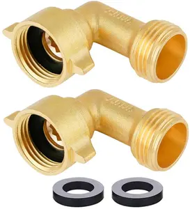 90 Degree Brass Garden Hose Elbow - Heavy-Duty, Lead-Free, Universal, No Stress, US Standard