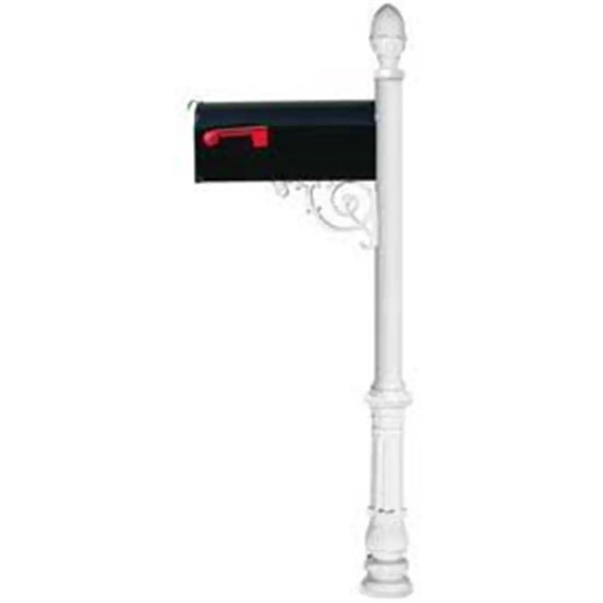 Lewiston LPST-703-E1-WHT E1 Economy Mailbox System with Ornate Base & Pineapple Finial, White