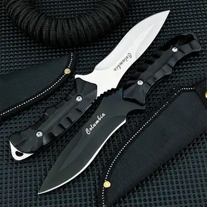 Two Different Color Blade Fixed Blade Knife With Sheath, Tactical Knives, 5cr13mov Steel Blades, Aluminum Handle, Outdoor Durable Tool, Camping Hiking Fishing Perfect Tool