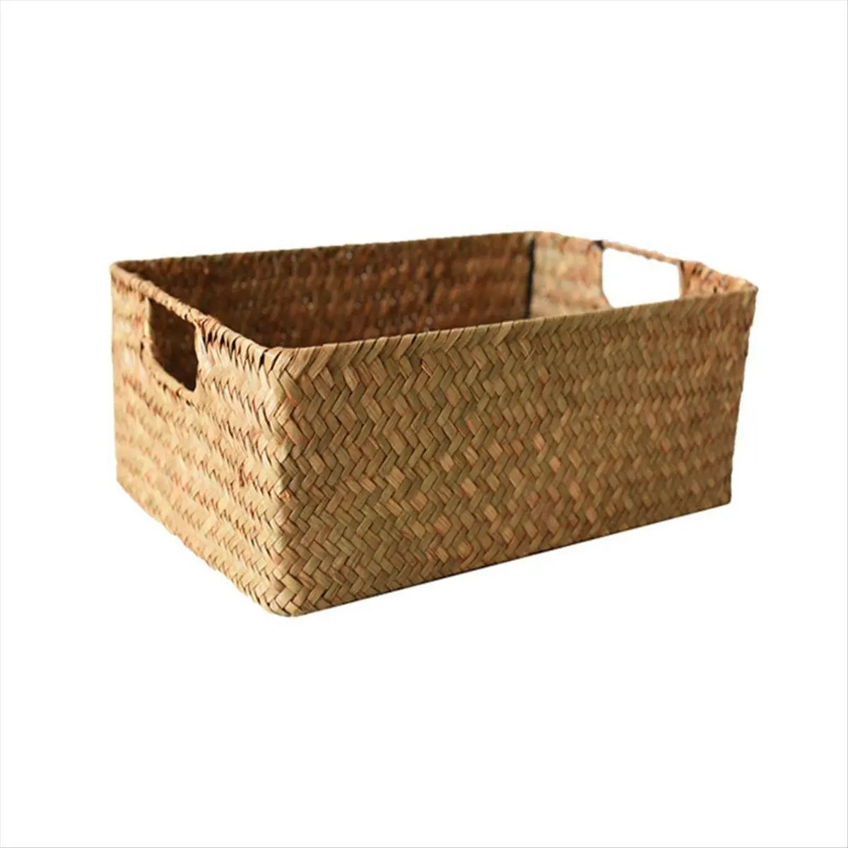 Natural Woven Seagrass Basket - Lightweight Straw Wicker Organiser for Car Exterior Decoration, Home & Kitchen Storage (Fruit, Bread, Towels)