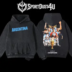 SportDust4U Retro Vintage Limited Edition Argentina World Champions Unisex T-Shirt & Hoodie 100% Premium Cotton 230gsm Heavyweight Pre-Washed