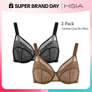 HSIA Enchante Unlined Floral Lace Underwire Plus Size No Padding Full Coverage Bra Set 2 Pack Womenswear