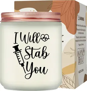 Nurses Week Gifts - Nurse Appreciation Christmas Graduation Gifts for Women School Nurse - I Will Stab You Lavender Scented Candle