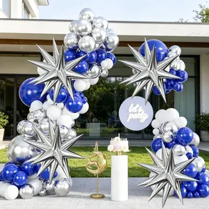 143 Piece Blue Silver Party Balloon Decoration Set, Royal Blue Silver Color Balloons, Wedding Birthday Event Decorations
