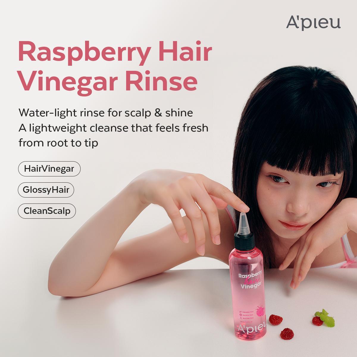 [MISSHA Official] A’pieu Raspberry Hair Vinegar Scalp Detox Rinse – Removes Buildup & Boosts Shine (1 Month supply, 2 Pack)