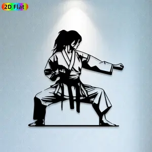 1pc Karate Fighter Metal Wall Art, Dynamic Karate Fighter Statue Mural, Ideal Gift for New Year, Christmas, Martial Arts Enthusiasts, Rust-Resistant Metal Wall Decor Wall Sculptures, Karate Decor Enthusiasts Wall Art