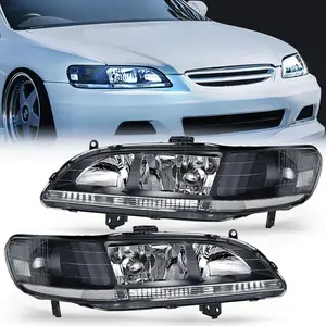 Nilight 1998 1999 2000 2001 2002 Honda Accord Headlight Assembly Black Case Clear Reflector Upgraded Clear Lens