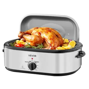 VEVOR Roaster Oven, 20QT Electric Roasting Pan, 150-450 ℉   Adjustable Temperature Fast-Cooking Turkey Roaster, Turkey Oven with Self-Basting Lid, Defrost & Warm Function for Home, Fits 24lb Turkey