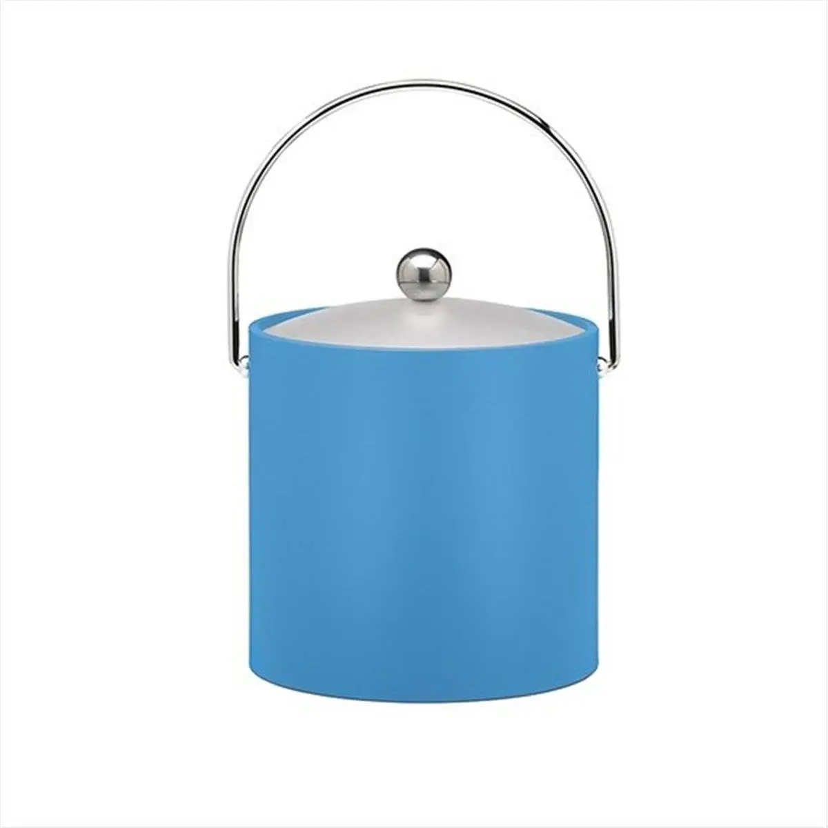 Kraftware 12266 B.C. Process Blue 3 Quart Ice Bucket- Chrome Bale Handle- Chrome Flat Knob- Frosted Vinyl Lid