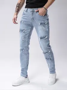 Men's Elastic Fitted Straight Leg Workwear Jeans, Denim Fabric, Sizes 30-38, Comfortable & Stylish, Perfect for Daily Wear