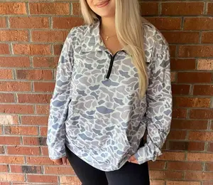 PREORDER - UNISEX 1/4 Zip All Seasons Camo Print Pullover Jacket for Men & Women True Size Fit
