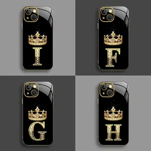 Suitable for [iPhone 15] New high-end crown electroplated gold edge mobile phone case new business simple explosion-proof mobile phone case affordable anti-fall anti-fingerprint-888