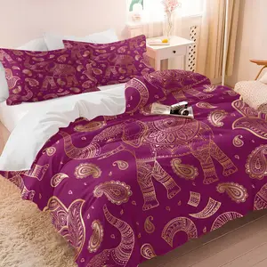 2/3 Piece Elephant Pattern Animal Print Decorative Bedding Set, Ultra-Fine Fiber Soft and Breathable Duvet Cover Set, Suitable for Bedroom Decoration and Room Layout