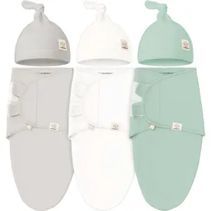 [Baby Registry Favorite] KeaBabies 3-Pack Soothe Swaddle Wrap with Knot Hats – Organic Cotton, Promotes Healthy Hip Development – Perfect for Bedtime, Baby Shower Gifts & Newborn Photoshoots