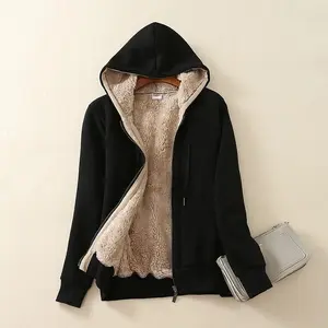 Women’s Casual Full-Zip Sherpa-Lined Hoodie Sweatshirt Jacket Coat Women’s Casual Full-Zip Sherpa-Lined Hoodie Sweatshirt Jacket Coat