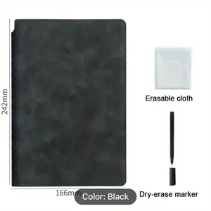 Portable & Stylish A5 Reusable Whiteboard Notebook: Weekly Planner, Leather Memo, Free Whiteboard Pen & Erasing Cloth