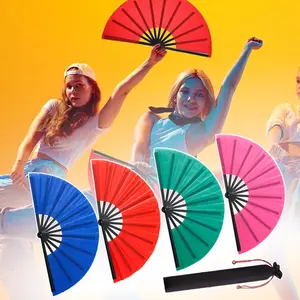 A set of 4 Large Foldable Nylon Tai Chi Fan - Ideal for Martial Arts Performances, Dances, Parties & Gifts, Traditional Chinese Fan |Martial Arts Props Decorative Fan (10inch) - Home Improvement. Christmas Hand Plastic