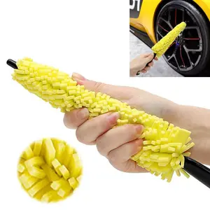 Car Sponge Brush - Auto Wheel & Tire Rim Cleaner for Easy Car and Home Cleaning (Black & Yellow)