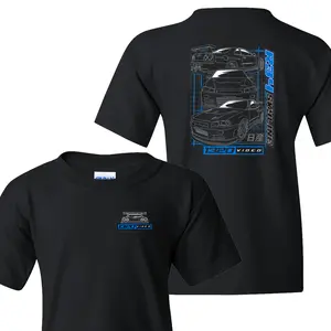 1320Video R34 Skyline Blueprint T-Shirt, JDM Car Graphic Tee for Men, Streetwear Racing Shirt Gift for Car Lovers USA