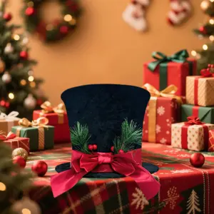 New Christmas Tree Topper Hat Butterfly Ribbon Decoration, Festive Holiday Ornament for Xmas Trees, Unique Holiday Decor Accessories