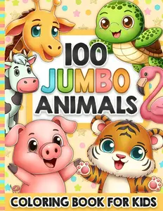 100 Jumbo Animals Coloring Book for Kids: For Girls and Boys Featuring zoo and safari animals, farm animals, pets, ocean animals and sea creatures, insects, reptiles