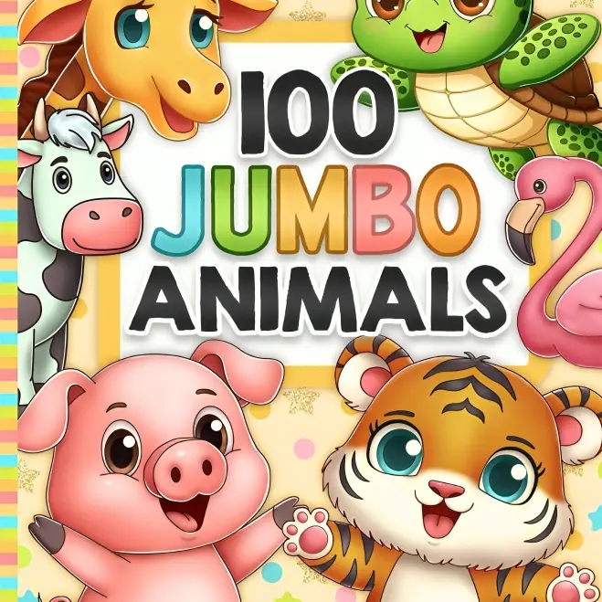 Unisex Kids' Glossy Coloring Book - 100 Unique & Fun Pages, Zoo, Safari, Farm, Pet, Ocean Creature, Insect, Reptile Designs, Toddler Learning Art, Vocabulary-Boosting, Gift for Boys and Girls