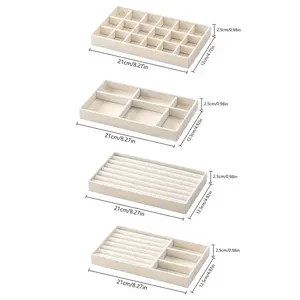 4 Pack Stackable Velvet Jewelry Drawer Organizer, Anti-Tarnish Ring Earring Holder Inserts, Clutter-Free Vanity Dresser Storage, No More Tangled Necklaces, Space-Saving Aesthetic Wardrobe Display