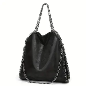 [Vegan Chain Bag] Vegan Chain Shoulder Bag, Women's Handbags - Soft Bag, Bucket Bag, Tote Bag - Suitable for Leisure, Work, Shopping