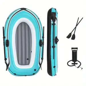 77 in. x 40 in. 2 Person PVC Inflatable Raft, Perfect size for up to 2 adults Weight Capacity: 353 lbs (160 kg) Features oar clasps and 1 pair of oars Includes a manual hand pump