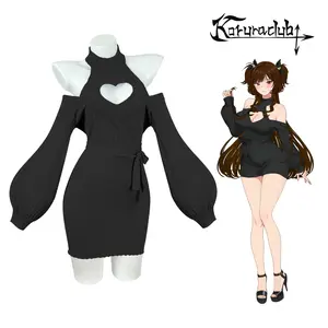 Koruraclub 2026 Hottest Picks Women's Sweet Heart Pattern Knitted Dress Soft Knit Midi Dress for Spring Autumn Slim Fitting Casual Dress with Cute Heart Motifs Blue Long Sleeve Minimalist Basic Womenswear