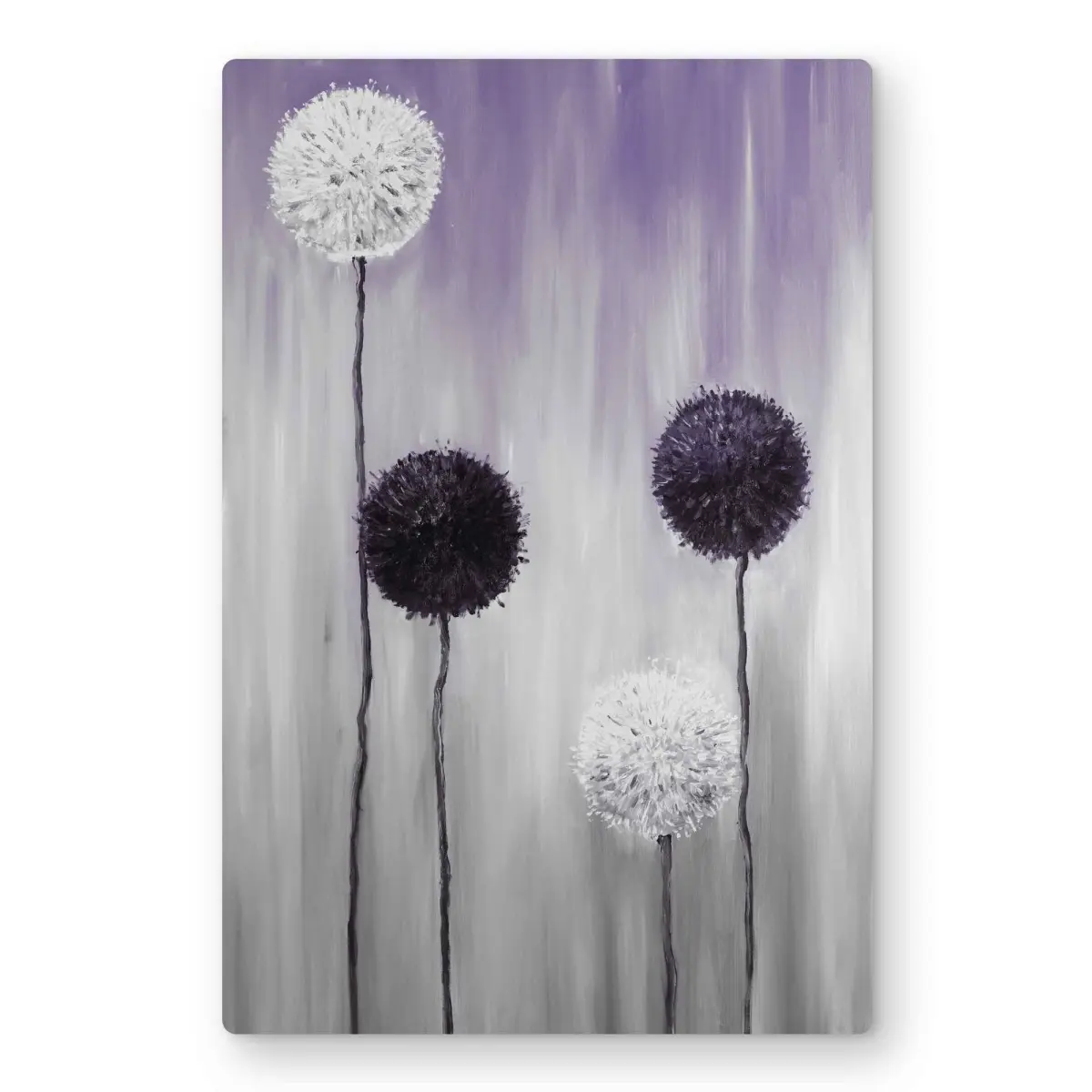 212 MAIN Lightweight Aluminium Metal Print - 12x18 in Purple & White Allium Flower Abstract Artistic Contemporary Art Print, Stylish Home Decor for Bedroom, Office Interiors