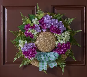 Girl Next Door By Carolyn Gracie 18" Faux Hydrangea Hat Wreath