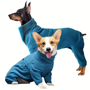[Cozy Polyester Dog Onesie] Soft Polyester Cozy Dog Onesie Bodysuit - Anti-Shedding Warm Pajamas with Feet, Machine Washable Woven Pet Outfit for Small to Large Breeds