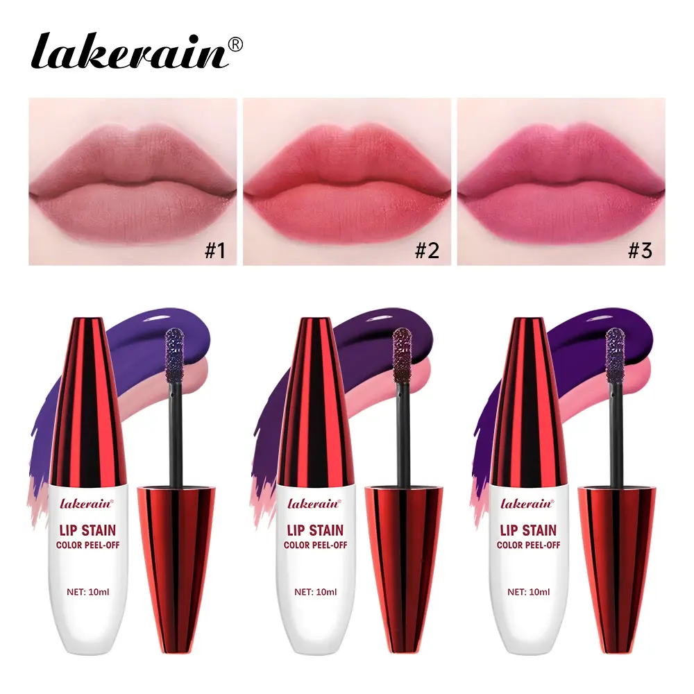 3 Counts Matte Peel-Off Lip Stain Tatoo, Smudge-Resistant Lip Tint Lip Glaze, Long-Lasting Lip Color, High-Pigment Lip Gloss Liptint, Non-Sticky Lightweight Formula, High Pigmentation, 3 Shades for Day & Night Makeup, Lip Products