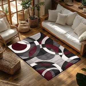 Modern Abstract Geometric Circle Flannel Area Rug - Oversized Soft Plush Mat forLiving Room & Bedroom, Non-Slip Thick Contrast Color Pattern Home Decor for Contemporary Enthusiasts #ModernRug #GeometricCarpet #ContemporaryHomeDecor #FlannelMat #NonSlipRug