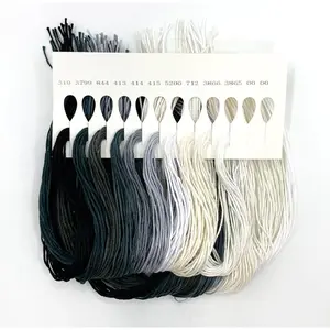 1 Pieces Cross Stitch Embroidery Floss, 100% Eco-Cotton Premium Skeins, Ideal for Arts & Crafts Black and White Gradient Series 67896