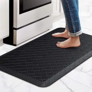 Happytrends Floor Mat Cushioned Anti-Fatigue ,17.3"X28",Thick Waterproof Non-Slip Mats and Rugs Heavy Duty Ergonomic Comfort Rug for Kitchen,Floor,Office,Sink,Laundry,Black HappyTrends
