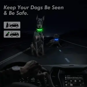 LED Adjustable Dog Collar Blinking Flashing Light Up Glow Pets Safety Waterproof US Seller Fast Shipping From USA