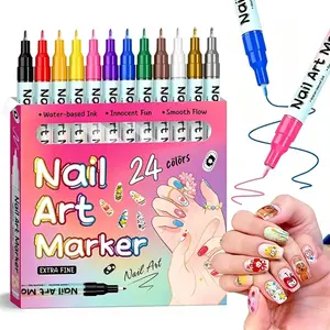 Football Fan Themed Nail Art & Body Tattoo Pen, Acrylic French Outline Liner Pen, Long-Lasting Waterproof Cosmetic Pen For DIY Nail Painting, Body Makeup & Daily Beauty Use-MM2