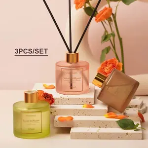Floral Scented Glass Air Freshener, 3pcs 50ml Long Lasting Aromatherapy Diffuser, Home Fragrance for Living Room Bedroom Bathroom, Home Decor, Fragrance Oil Diffusers
