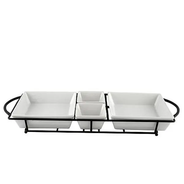 Gibson Home Splendid Grace 5-piece Serving Set With Metal Rack