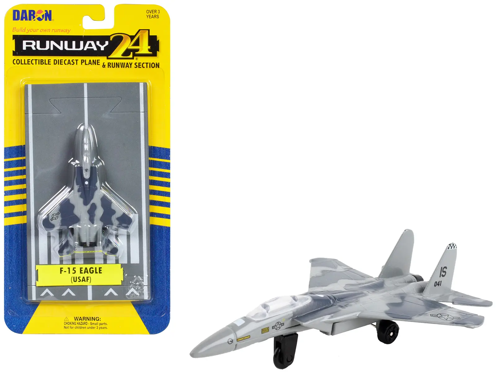 McDonnell Douglas F-15 Eagle Fighter Aircraft Gray Camouflage "US Air Force" w/Runway Section Diecast Model Airplane by Runway24