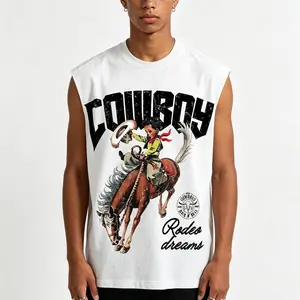 Sopula Studio Men's Cowboy Rodeo  Print  Tank Top - Round Neck, Sleeveless, Casual Streetwear Clothing for Workout, Mensfashion Clothes Tank Shirt