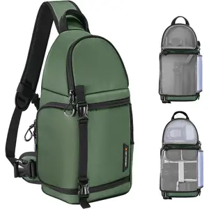 K&F CONCEPT Camera Sling Bag Crossbody Bag Camera Shoulder Backpack DSLR/SLR/Mirrorless Photography Bags Compatible with Canon/Nikon/Sony/Fuji/Gopro/DJI, Flash, Tripod