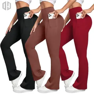 Women’s  Flare Leggings with Tummy Control Waist Wide Leg Yoga Pants with Pockets Athletic Wear my cotton on
