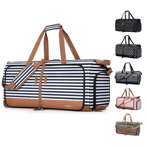 LEKESKY 80L Polyester Waterproof Duffle Bag - Unisex, Foldable, Multi-Pocket, Durable Convertible, Shoe Compartment, Lightweight Outing, Carry On, 28.4x13x13.4 Inches, Compact Multi-Use, Personal Item, Travel Accessories, Waterproof Duffel Bag